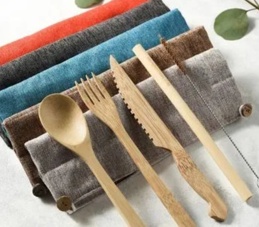 Bamboo Cutlery Set Reusable-  Eco Friendly